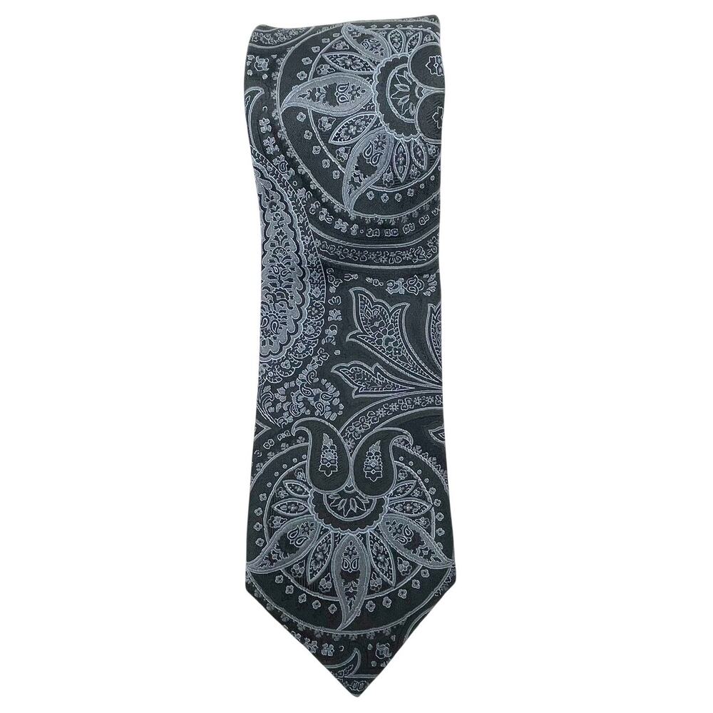 Daniel Cremieux Handmade Men's Silk Blue Black Medallion Tie‎ Paisley Wedding
